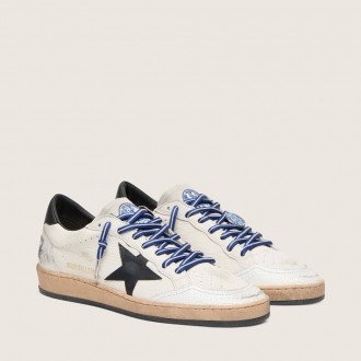 Golden Goose Ball Star Ltd In White Nappa Leather With Black Leather Star And Heel Tab