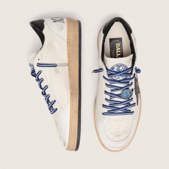 Golden Goose Ball Star Ltd In White Nappa Leather With Black Leather Star And Heel Tab