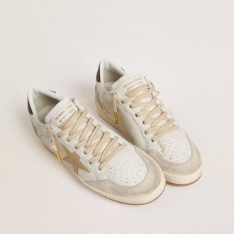 Golden Goose Ball Star Ltd With Beige Star And Black Heel Tab Golden Goose Ball Star Ltd With Beige Star And Black Heel Tab