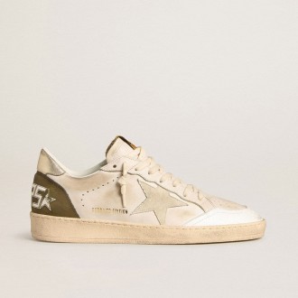 Golden Goose Ball Star Ltd With Beige Suede Star And Platinum Laminated Leather Heel Tab
