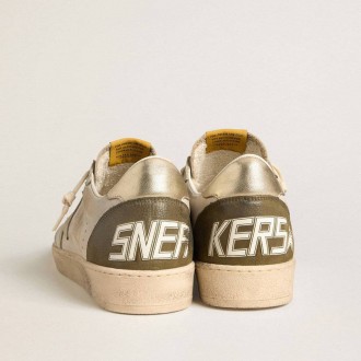 Golden Goose Ball Star Ltd With Beige Suede Star And Platinum Laminated Leather Heel Tab Golden Goose Ball Star Ltd With Beige Suede Star And Platinum Laminated Leather Heel Tab