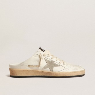 Golden Goose Ball Star Sabots In Nappa Leather With Ice-Gray Suede Star