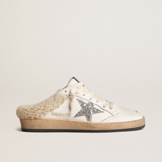 Golden Goose Ball Star Sabots With Glitter Star And Shearling Lining