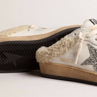 Golden Goose Ball Star Sabots With Glitter Star And Shearling Lining