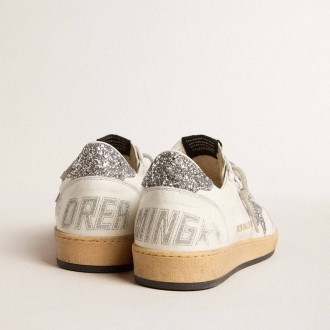 Golden Goose Ball Star Wishes In Nappa Leather With Glitter Star And Heel Tab