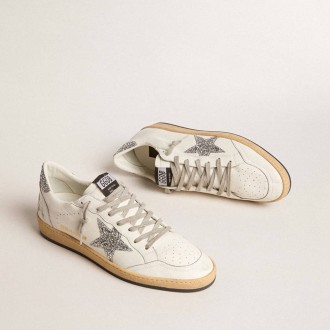 Golden Goose Ball Star Wishes In Nappa Leather With Glitter Star And Heel Tab