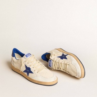 Golden Goose Ball Star Wishes In White Nappa Leather With A Bright Blue Star And Heel Tab Golden Goose Ball Star Wishes In White Nappa Leather With A Bright Blue Star And Heel Tab