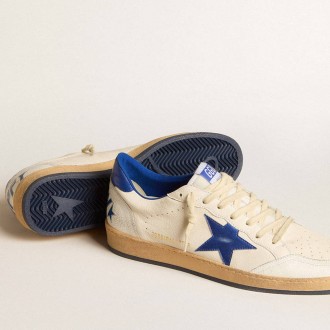 Golden Goose Ball Star Wishes In White Nappa Leather With A Bright Blue Star And Heel Tab Golden Goose Ball Star Wishes In White Nappa Leather With A Bright Blue Star And Heel Tab