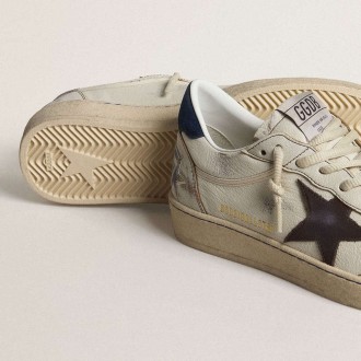 Golden Goose Ball Star With Black Star And Blue Suede Heel Tab Golden Goose Ball Star With Black Star And Blue Suede Heel Tab