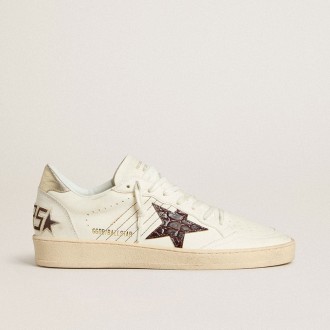 Golden Goose Ball Star With Burgundy Croc-Print Leather Star And Gold Heel Tab