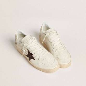 Golden Goose Ball Star With Burgundy Croc-Print Leather Star And Gold Heel Tab Golden Goose Ball Star With Burgundy Croc-Print Leather Star And Gold Heel Tab