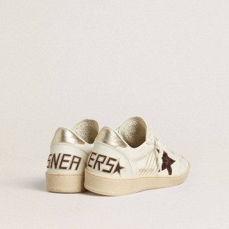 Golden Goose Ball Star With Burgundy Croc-Print Leather Star And Gold Heel Tab Golden Goose Ball Star With Burgundy Croc-Print Leather Star And Gold Heel Tab