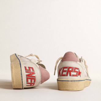 Golden Goose Ball Star With Glitter Star And Pink Suede Heel Tab Golden Goose Ball Star With Glitter Star And Pink Suede Heel Tab