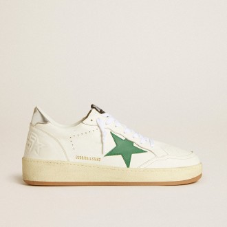 Golden Goose Ball Star With Green Leather Star And Metallic Leather Heel Tab