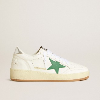 Golden Goose Ball Star With Green Leather Star And Metallic Leather Heel Tab