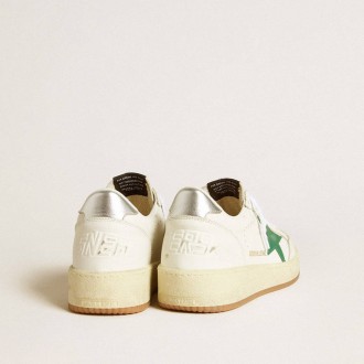 Golden Goose Ball Star With Green Leather Star And Metallic Leather Heel Tab Golden Goose Ball Star With Green Leather Star And Metallic Leather Heel Tab