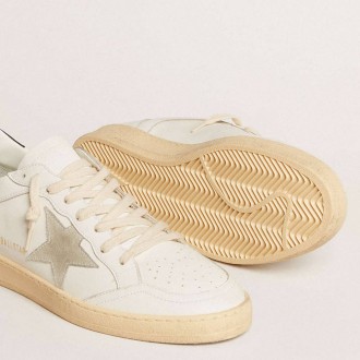 Golden Goose Ball Star With Ice-Gray Suede Star And Blue Leather Heel Tab