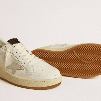 Golden Goose Ball Star With Ice-Gray Suede Star And Glossy Black Leather Heel Tab
