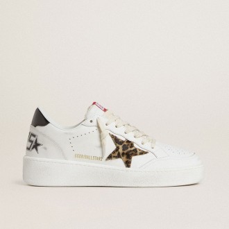 Golden Goose Ball Star With Leopard Pony Skin Star And Black Laminated Leather Heel Tab