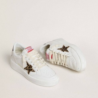 Golden Goose Ball Star With Leopard Pony Skin Star And Black Laminated Leather Heel Tab