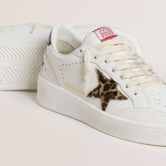 Golden Goose Ball Star With Leopard Pony Skin Star And Black Laminated Leather Heel Tab