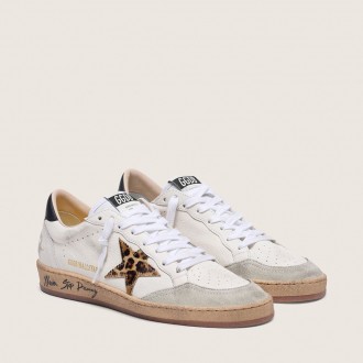 Golden Goose Ball Star With Leopard Print Pony Skin Star And Black Heel Tab Golden Goose Ball Star With Leopard Print Pony Skin Star And Black Heel Tab