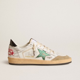 Golden Goose Ball Star With Metallic Leather Star And Gray Leather Heel Tab