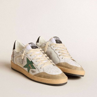 Golden Goose Ball Star With Metallic Leather Star And Gray Leather Heel Tab