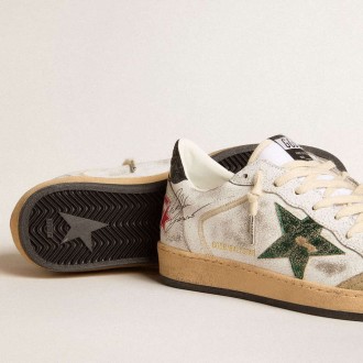Golden Goose Ball Star With Metallic Leather Star And Gray Leather Heel Tab