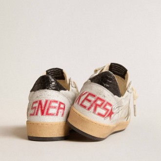 Golden Goose Ball Star With Metallic Leather Star And Gray Leather Heel Tab