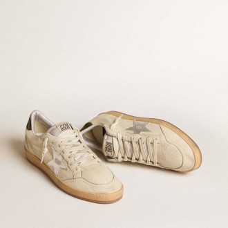 Golden Goose Ball Star With Silver Leather Star And Green Leather Heel Tab Golden Goose Ball Star With Silver Leather Star And Green Leather Heel Tab