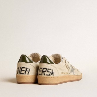 Golden Goose Ball Star With Silver Leather Star And Green Leather Heel Tab Golden Goose Ball Star With Silver Leather Star And Green Leather Heel Tab