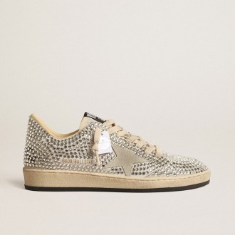 Golden Goose Ball Star With Swarovski Crystals And Gray Suede Star