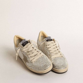 Golden Goose Ball Star With Swarovski Crystals And Gray Suede Star