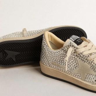 Golden Goose Ball Star With Swarovski Crystals And Gray Suede Star