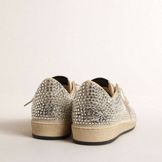 Golden Goose Ball Star With Swarovski Crystals And Gray Suede Star