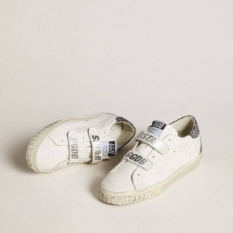 Golden Goose Bio-Based Old School With Perforated Star And Glitter Heel Tab Golden Goose Bio-Based Old School With Perforated Star And Glitter Heel Tab
