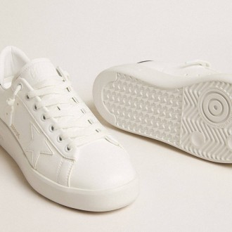 Golden Goose Bio-Based Purestar With White Star And Mirror-Effect Heel Tab Golden Goose Bio-Based Purestar With White Star And Mirror-Effect Heel Tab