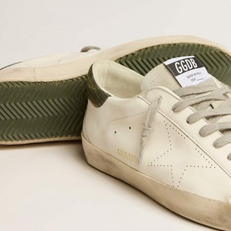 Golden Goose Bio-Based Super-Star With Perforated Star And Green Heel Tab Golden Goose Bio-Based Super-Star With Perforated Star And Green Heel Tab