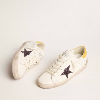 Golden Goose Bio-Based Super-Star With Red Glitter Star And Leather Heel Tab