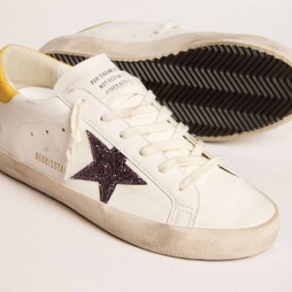 Golden Goose Bio-Based Super-Star With Red Glitter Star And Leather Heel Tab