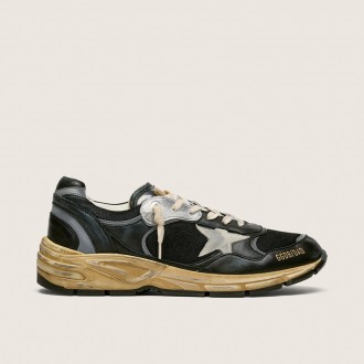 Golden Goose Dad-Star In Black And Silver Mesh And Nappa With Ice-Gray Star