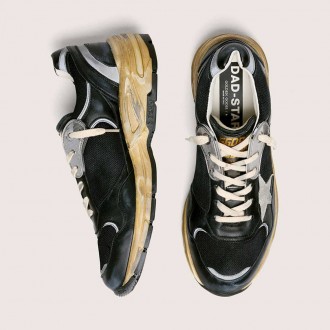 Golden Goose Dad-Star In Black And Silver Mesh And Nappa With Ice-Gray Star Golden Goose Dad-Star In Black And Silver Mesh And Nappa With Ice-Gray Star
