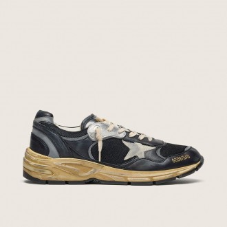 Golden Goose Dad-Star In Black And Silver Mesh And Nappa With Ice-Gray Star