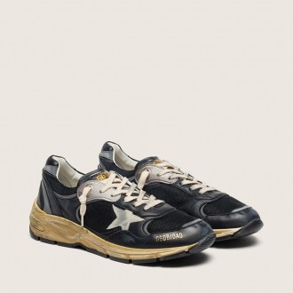 Golden Goose Dad-Star In Black And Silver Mesh And Nappa With Ice-Gray Star Golden Goose Dad-Star In Black And Silver Mesh And Nappa With Ice-Gray Star