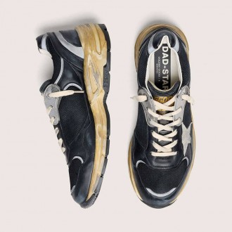 Golden Goose Dad-Star In Black And Silver Mesh And Nappa With Ice-Gray Star Golden Goose Dad-Star In Black And Silver Mesh And Nappa With Ice-Gray Star