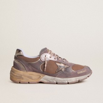 Golden Goose Dad-Star In Lilac Suede And Mesh With Laminated Leather Star And Heel Tab