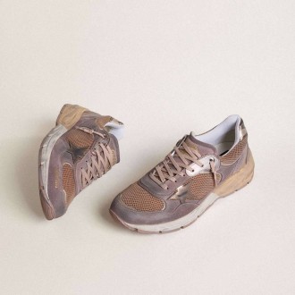 Golden Goose Dad-Star In Lilac Suede And Mesh With Laminated Leather Star And Heel Tab