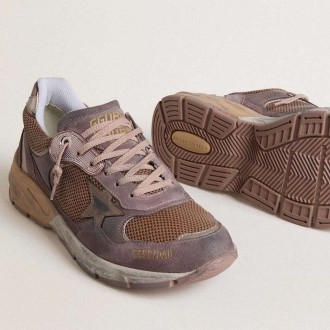 Golden Goose Dad-Star In Lilac Suede And Mesh With Laminated Leather Star And Heel Tab