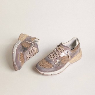 Golden Goose Dad-Star In Lilac Suede And Mesh With Laminated Leather Star And Heel Tab